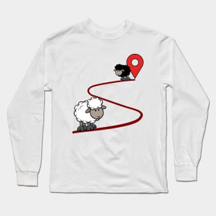 Black and white sheep map pin Long Sleeve T-Shirt